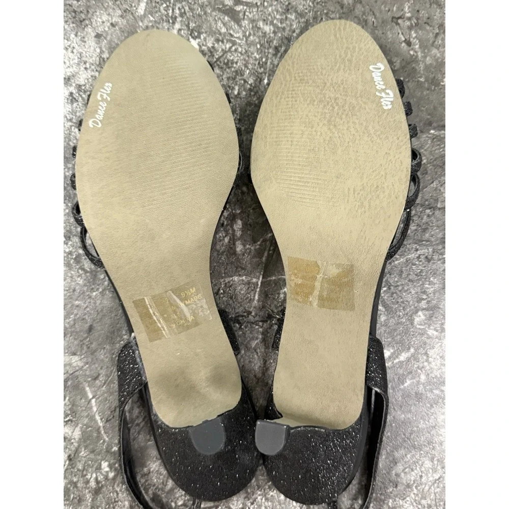 Easy Street Alive @ 5 Black Glitter Dress Sandals Short Heel Dance Flex Sz 9.5M